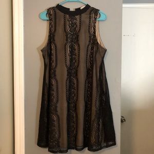love,Fire Black lace dress with nude underlining